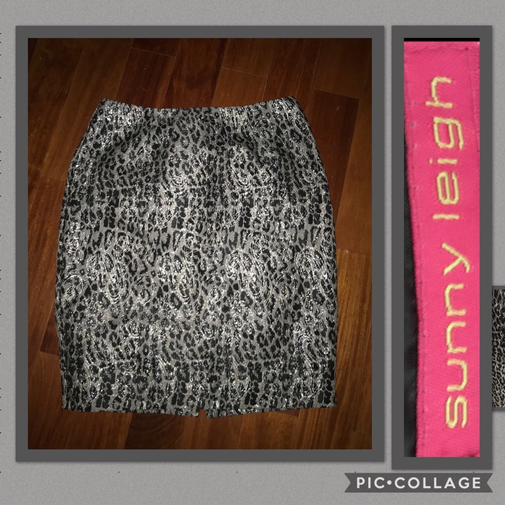 Animal Print Metallic Pencil Skirt